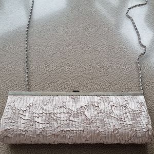 Ruffled Beige Clutch